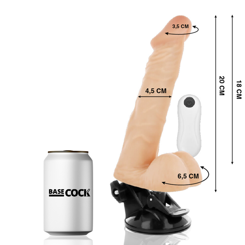 BASECOCK - VIBRATORE REALISTICO CON TELECOMANDO ARTICOLABILE 20 CM -O- 4,5 CM