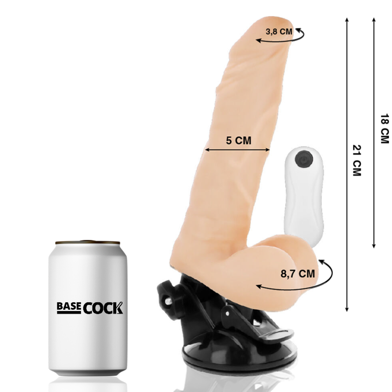 BASECOCK - VIBRATORE REALISTICO CON TELECOMANDO PIEGHEVOLE 21 CM -O- 5 CM