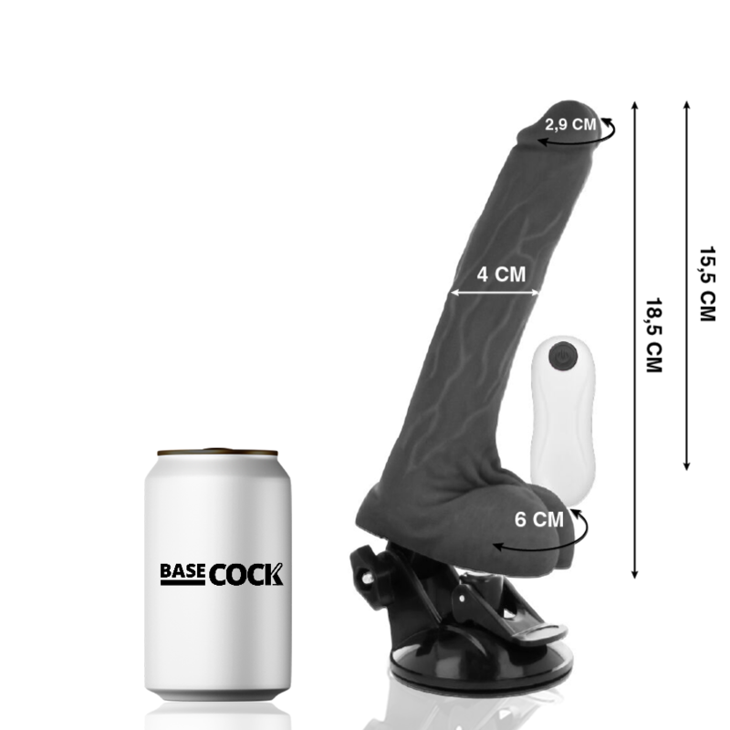 BASECOCK - VIBRATORE REALISTICO CON TELECOMANDO ARTICOLABILE 18,5 CM -O- 4 CM