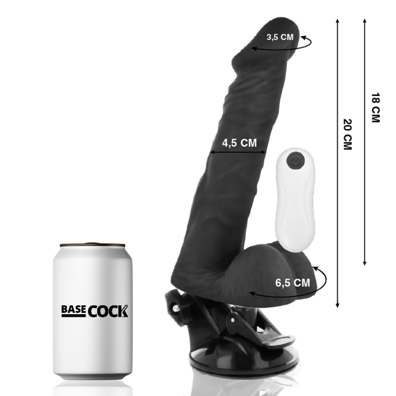 BASECOCK - VIBRATORE REALISTICO CON TELECOMANDO ARTICOLABILE 20 CM -O- 4,5 CM