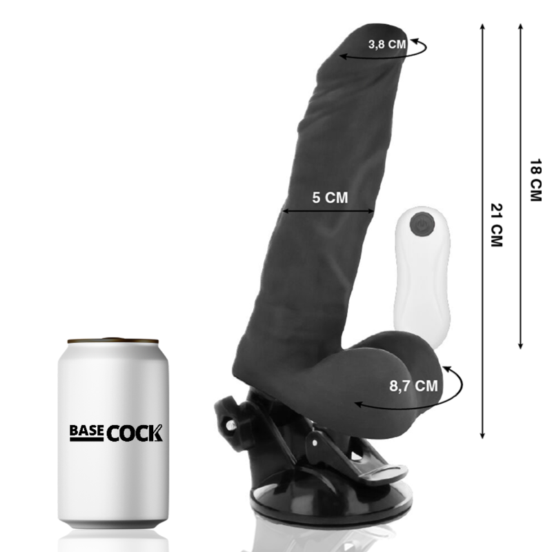 BASECOCK - VIBRATORE REALISTICO CON TELECOMANDO PIEGHEVOLE 21 CM -O- 5 CM