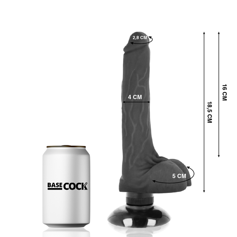 BASECOCK - VIBRATORE REALISTICO 2-1 18,5 CM -O- 4 CM