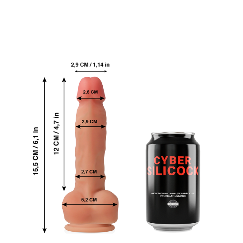 CYBER SILICOCK - ANSEL DILDO SILICONE LIQUIDO MORBIDO ULTRA REALISTICO 15,5 CM -O- 2,9 CM