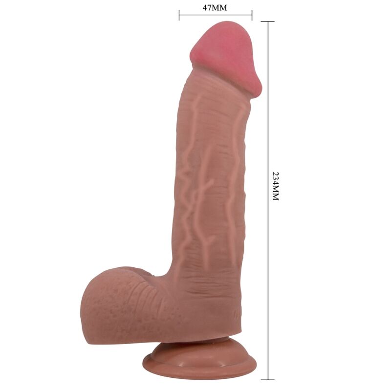 PRETTY LOVE - DILDO REALISTICO SLIDING SKIN SERIES CON VENTOSA E PELLE SCORREVOLE CARAMEL 23,4 CM