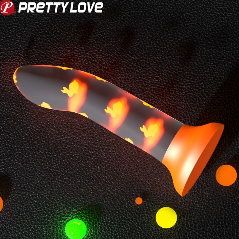 PRETTY LOVE - DILDO MAGICO NIGHTFALL SENZA VIBRAZIONE ARANCIONE LUMINOSO