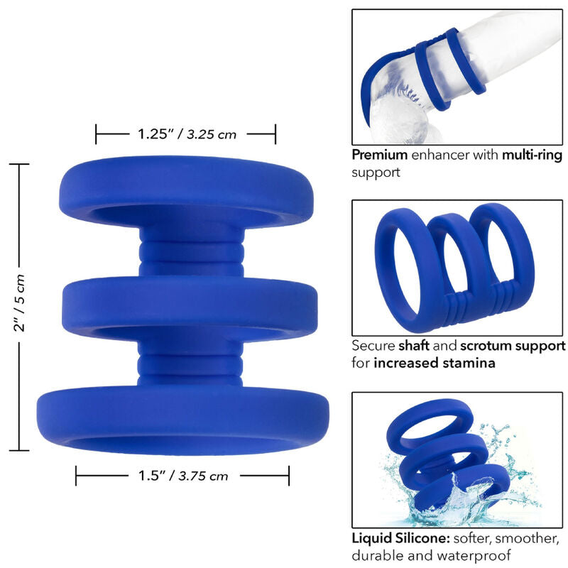 CALEXOTICS - ADMIRAL GABBIA/SUPPORTO PENE A TRIPLO ANELLO BLU