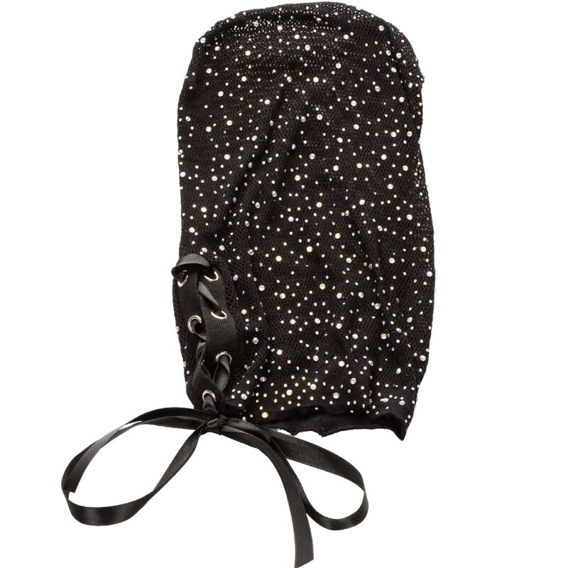 CAPPUCCIO SENSUALE CON STRASS, DESIGN A CORSETTO, PRIVAZIONE SENSORIALE