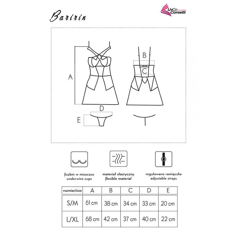 LIVCO CORSETTI FASHION - BARIRIN LC 90633 GONNA + SLIP NER
