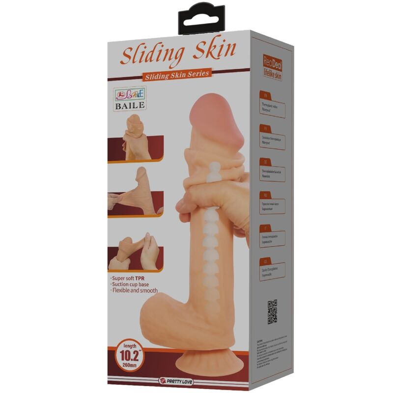 PRETTY LOVE - SERIE SLIDING SKIN DILDO REALISTICO CON VENTOSA PELLE SCORREVOLE FLESH 26 CM