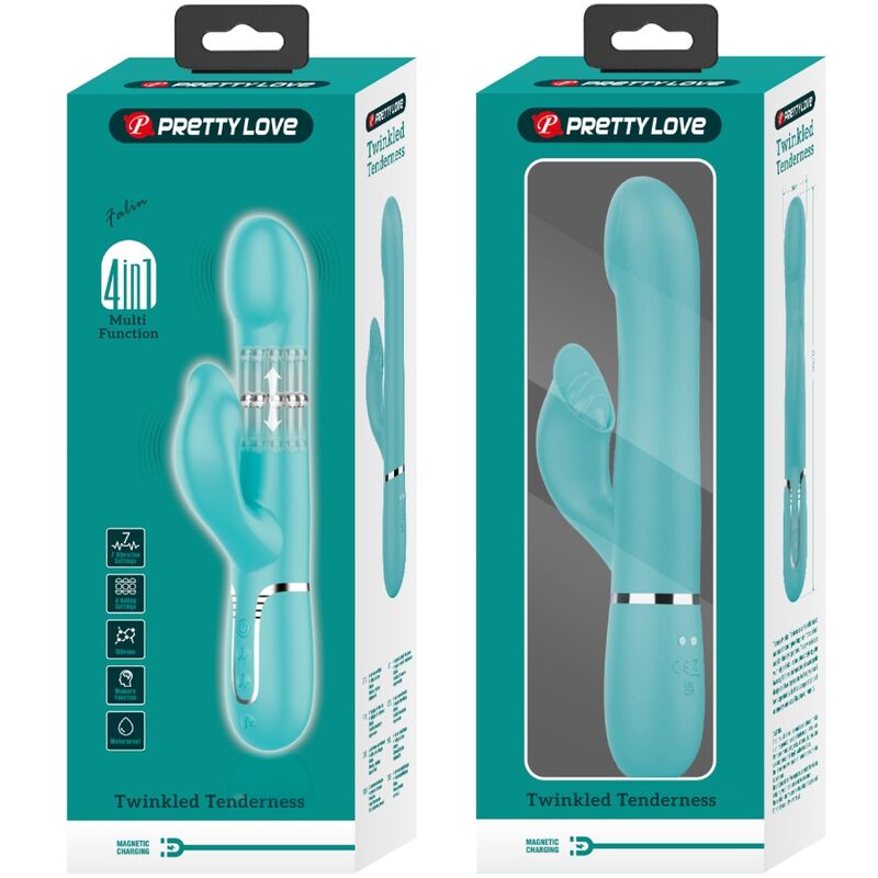 PRETTY LOVE - VIBRATORE FALIN CON RABBIT E PERLINE VIBRANTI VERDE ACQUA