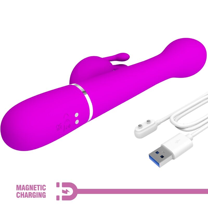 PRETTY LOVE - DEJON VIBRATORE RABBIT 3 IN 1 MULTIFUNZIONE CON SPINTA E ROTAZIONE FUCSIA