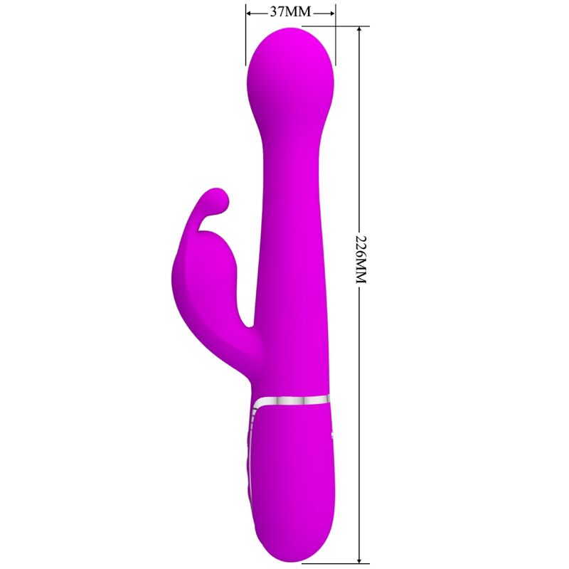 PRETTY LOVE - DEJON VIBRATORE RABBIT 3 IN 1 MULTIFUNZIONE CON SPINTA E ROTAZIONE FUCSIA
