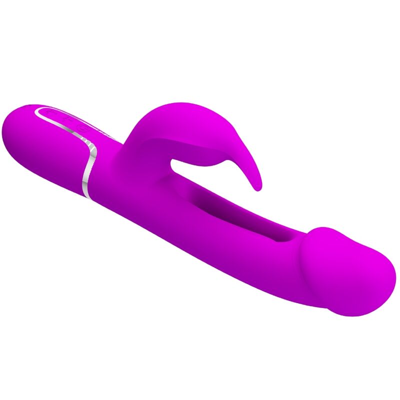 PRETTY LOVE - KAMPAS VIBRATORE MULTIFUNZIONE 3 IN 1 VIBRATORE CON LINGUA E RABBIT FUCSIA