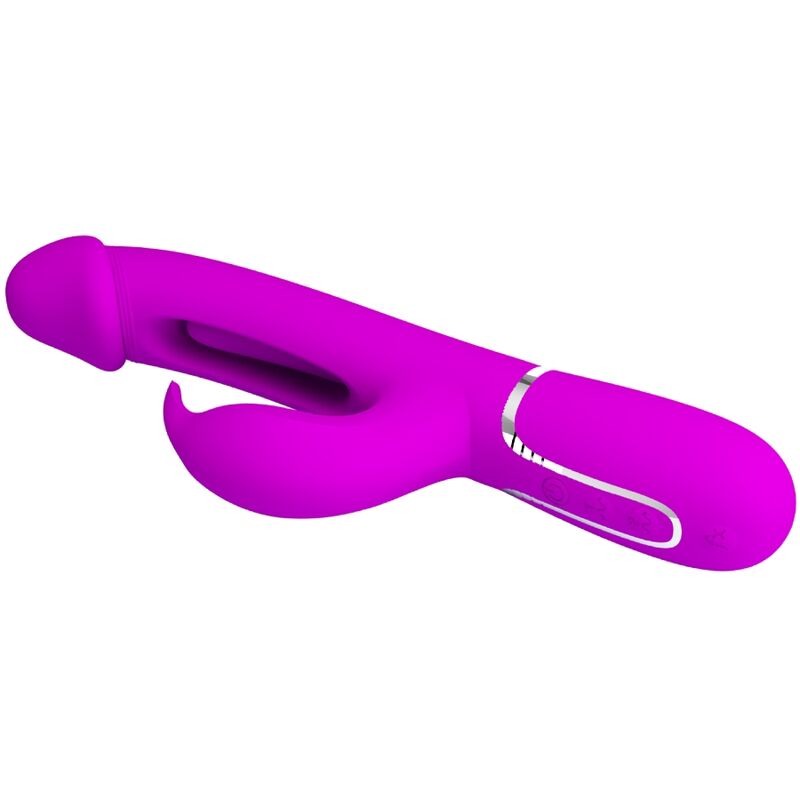 PRETTY LOVE - KAMPAS VIBRATORE MULTIFUNZIONE 3 IN 1 VIBRATORE CON LINGUA E RABBIT FUCSIA