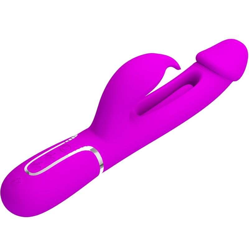 PRETTY LOVE - KAMPAS VIBRATORE MULTIFUNZIONE 3 IN 1 VIBRATORE CON LINGUA E RABBIT FUCSIA