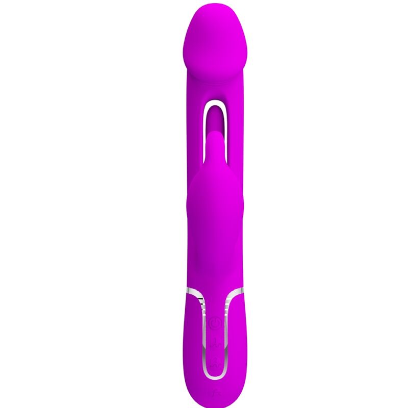 PRETTY LOVE - KAMPAS VIBRATORE MULTIFUNZIONE 3 IN 1 VIBRATORE CON LINGUA E RABBIT FUCSIA