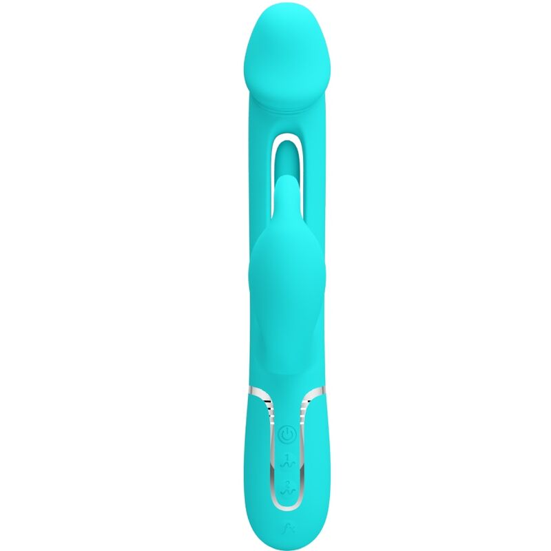 PRETTY LOVE - KAMPAS VIBRATORE MULTIFUNZIONE 3 IN 1 VIBRATORE CON LINGUA E RABBIT VERDE ACQUA