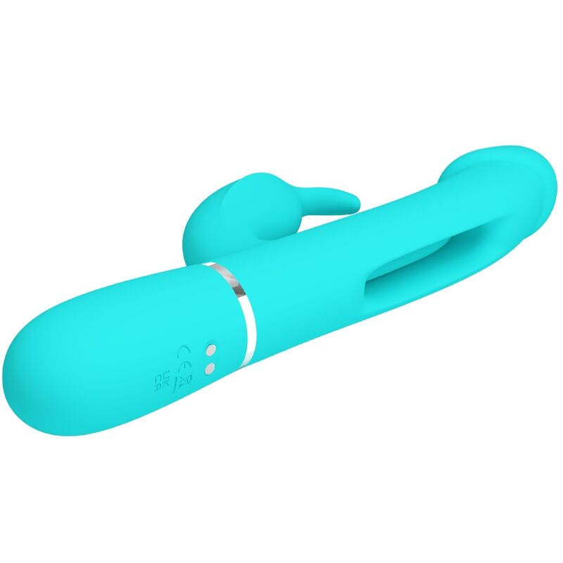 PRETTY LOVE - KAMPAS VIBRATORE MULTIFUNZIONE 3 IN 1 VIBRATORE CON LINGUA E RABBIT VERDE ACQUA