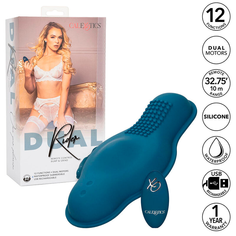 CALEXOTICS - RIDER MASSAGGIATORE DOPPIO MOTORE CON TELECOMANDO BLU