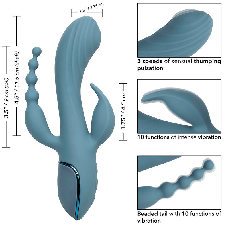 CALEXOTICS - TRIPLE ECSTASY VIBRATORE GRIGIO