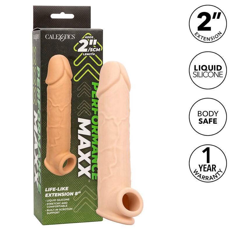 CALEXOTICS - PERFORMANCE MAXX LIFE-LIKE EXTENSION 8 CON CINGHIA TESTICOLI NEUTRO