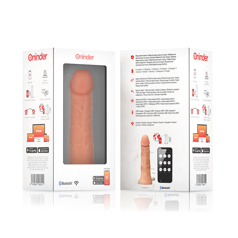 ONINDER - BOGOTÁ GRANDE DILDO VIBRATORE 9 VELOCITÀ NUDE 22 CM -O- 4,5 CM - APP GRATUITA