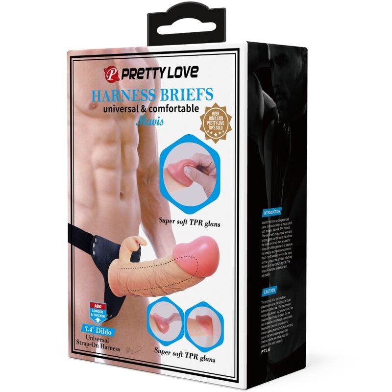 PRETTY LOVE - MAVIS HARNESS SLIP UNIVERSALE CON DILDO VIBRANTE 19 CM NUDE