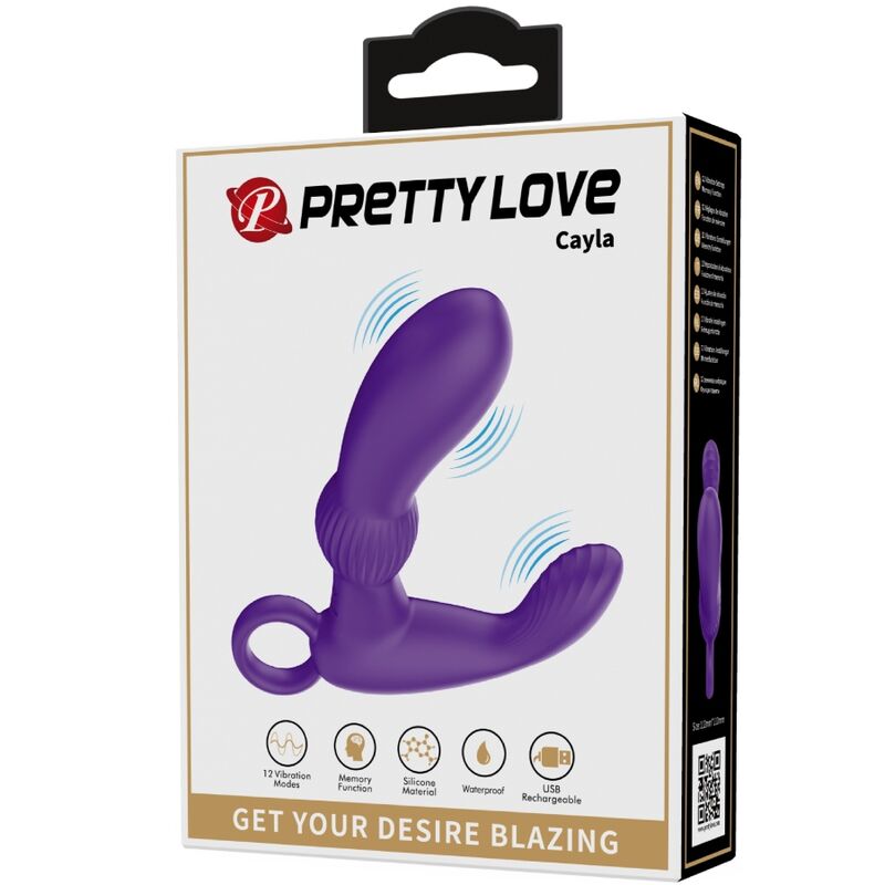 PRETTY LOVE - VIBRATORE CAYLA CON MASSAGGIATORE ANALE VIOLA