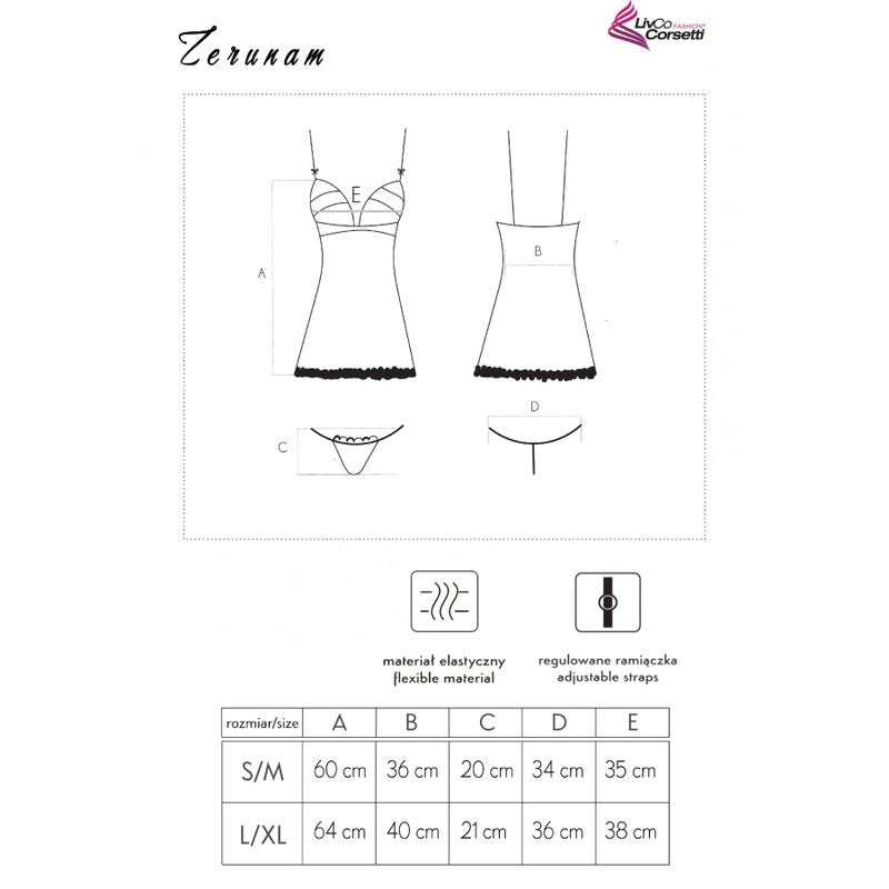 LIVCO CORSETTI FASHION - ZERUNAM BABYDOLL + PERIZOMA NERO
