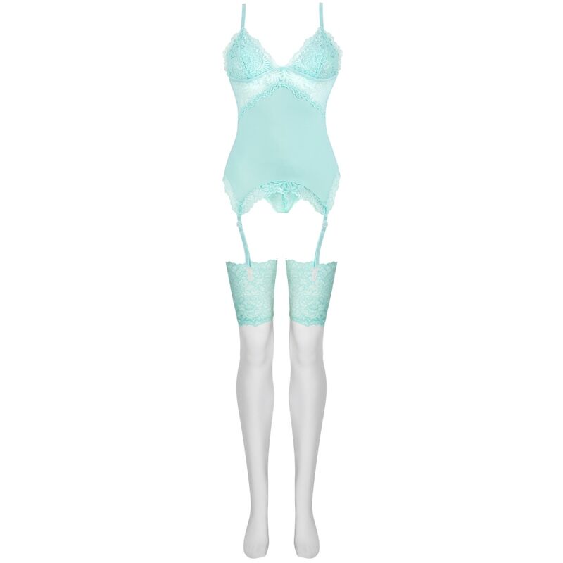 LIVCO CORSETTI FASHION - PERSINNE SET CORSETTO + SLIP + CALZE CELESTE