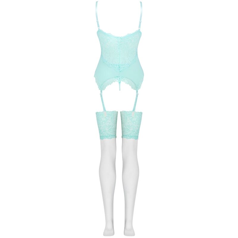 LIVCO CORSETTI FASHION - PERSINNE SET CORSETTO + SLIP + CALZE CELESTE