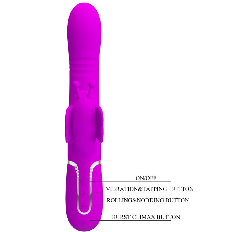 PRETTY LOVE - RIDGELY VIBRATORE RABBIT MULTIFUNZIONE 4 IN 1 FARFALLA FUCSIA