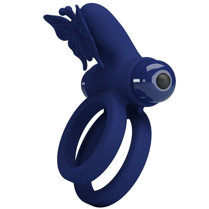 PRETTY LOVE - JAMELE ANELLO DOPPIO CON VIBRAZIONE E STIMOLATORE A FARFALLA BLU