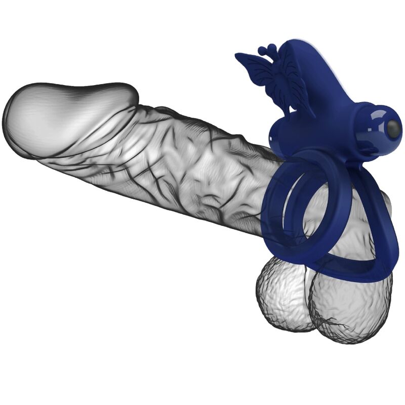 PRETTY LOVE - ANELLO PENE DOPPIO JAMELE VIBRANTE CON FARFALLA STIMOLATRICE