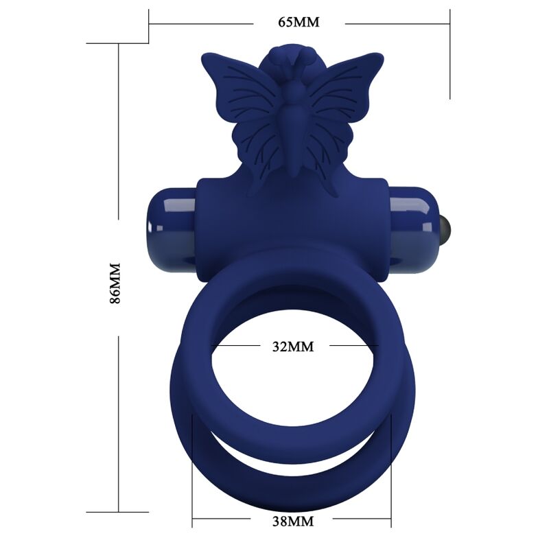 PRETTY LOVE - JAMELE ANELLO DOPPIO CON VIBRAZIONE E STIMOLATORE A FARFALLA BLU