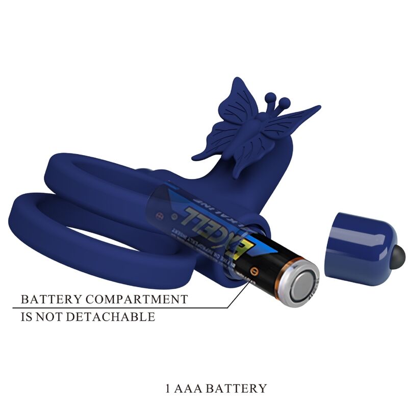 PRETTY LOVE - JAMELE ANELLO DOPPIO CON VIBRAZIONE E STIMOLATORE A FARFALLA BLU