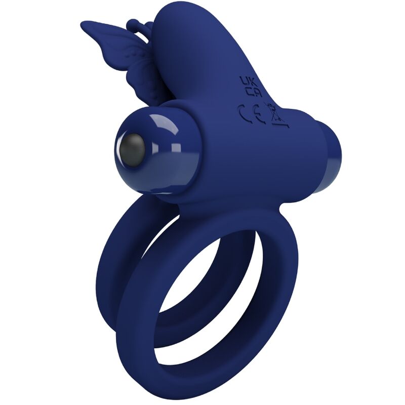 PRETTY LOVE - JAMELE ANELLO DOPPIO CON VIBRAZIONE E STIMOLATORE A FARFALLA BLU
