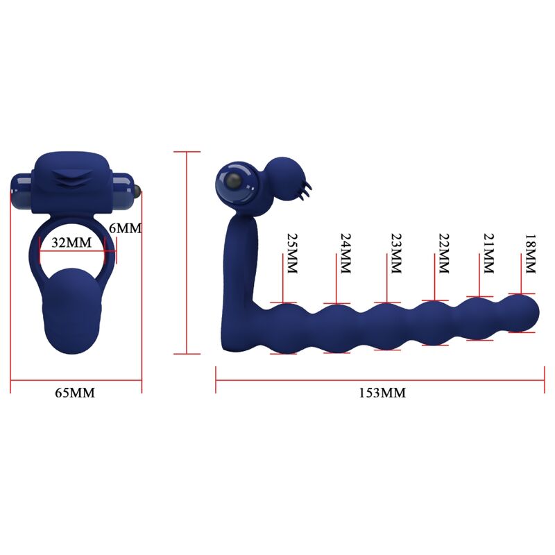 PRETTY LOVE - AJMAL ANELLO PENE VIBRANTE CON PLUG BLU