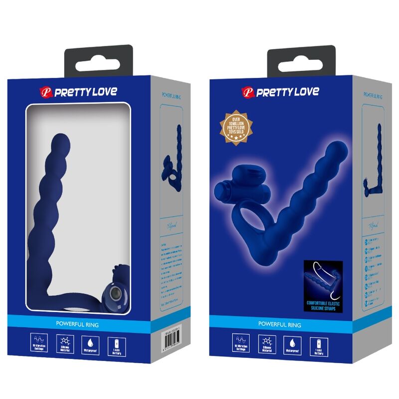 PRETTY LOVE - AJMAL ANELLO PENE VIBRANTE CON PLUG BLU