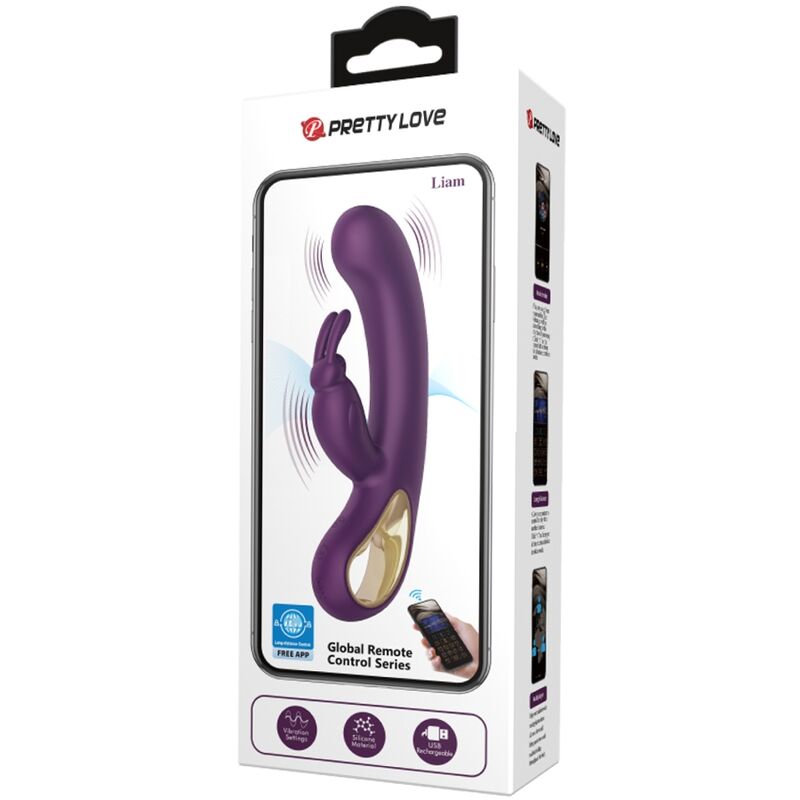 PRETTY LOVE - VIBRATORE CONIGLIO LIAM E STIMOLATORE PUNTO G VIOLA