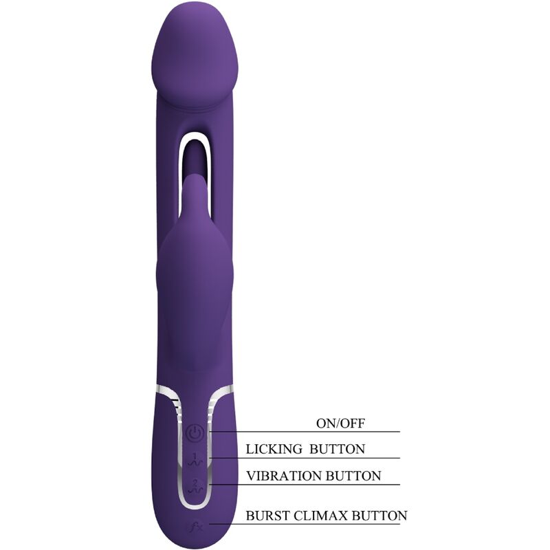 PRETTY LOVE - KAMPAS VIBRATORE MULTIFUNZIONE 3 IN 1 VIBRATORE CON LINGUA E RABBIT VIOLA