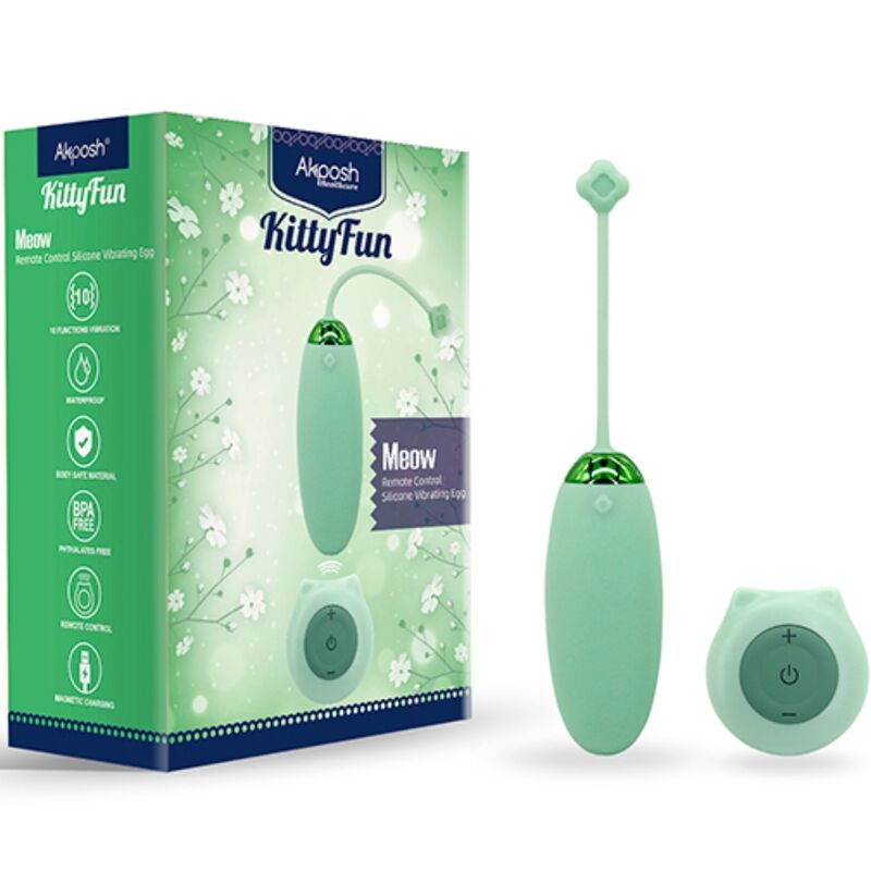 OVETTO VIBRANTE 10 VIBRAZIONI CON TELECOMANDO KITTY FUN VERDE