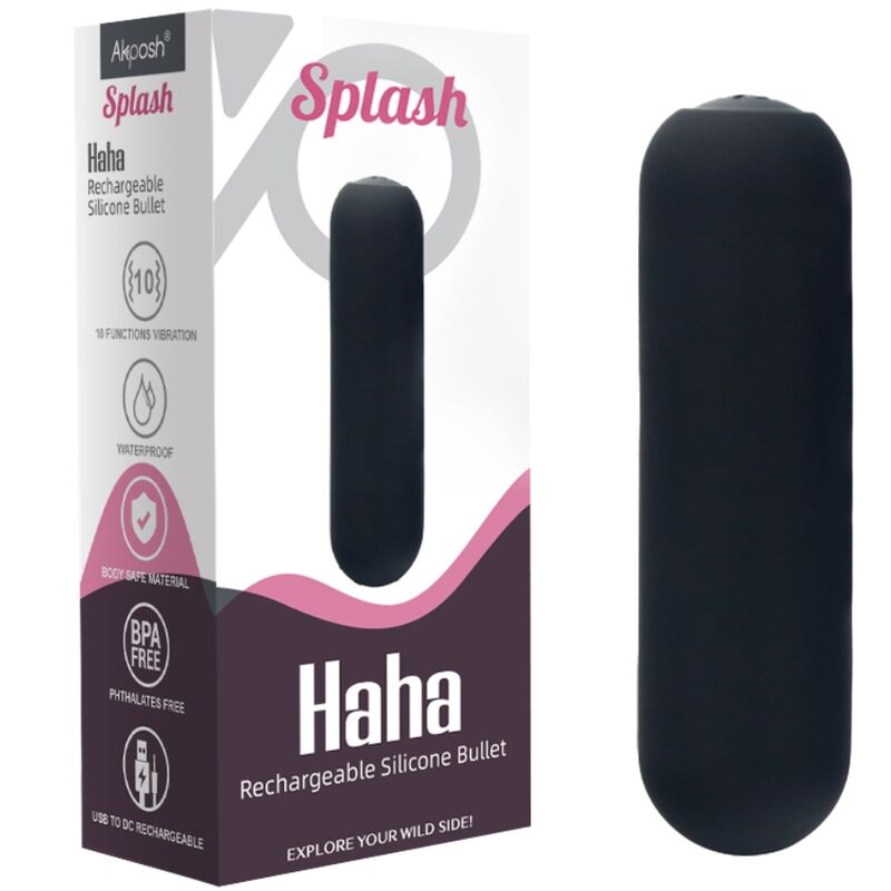 ARMONY - SPLASH HAHA VIBRATORE BULLET SILICONE 10 VIBRAZIONI 75 X 19 CM NERO