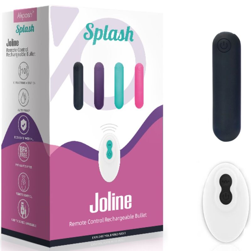 ARMONY - SPLASH JOLINE VIBRATORE BULLET IN SILICONE TELECOMANDO 10 VIBRAZIONI 6,5 X 1,5 CM NERO