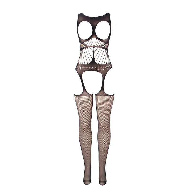 SUBBLIME - 951900 BODYSTOCKING A RETE APERTO CON COPPA E SPALLE APERTE NERO TAGLIA UNICA