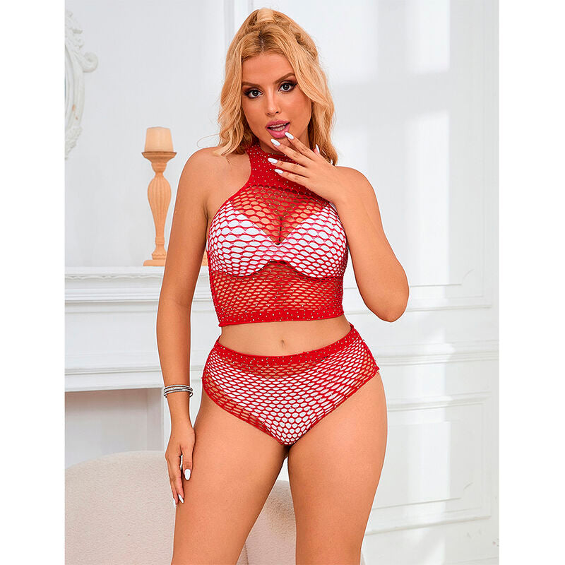 SUBBLIME - 952402 SET A RETE CON STRASS ROSSO TAGLIA UNICA