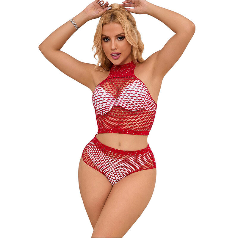 SUBBLIME - 952402 SET A RETE CON STRASS ROSSO TAGLIA UNICA