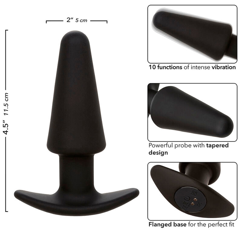 CALEXOTICS - ROCK BOTTOM PLUG ANALE CONICO 10 VIBRAZIONI IN SILICONE NERO