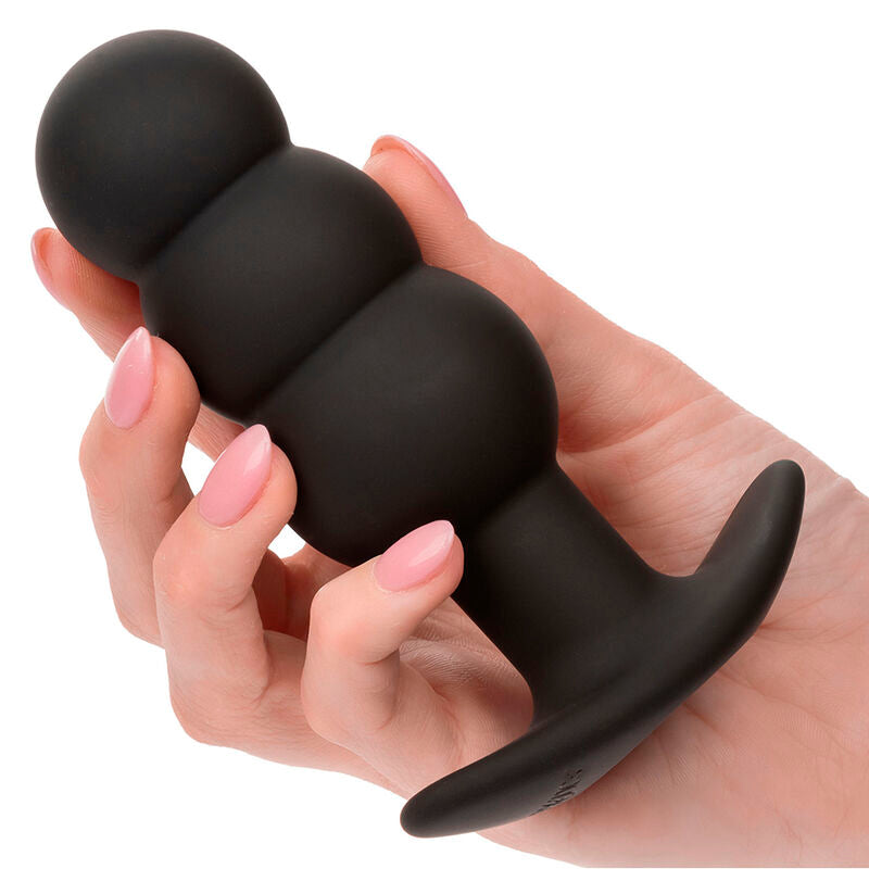 CALEXOTICS - ROCK BOTTOM PLUG ANALE CON PERLINE 10 VIBRAZIONI SILICONE NERO