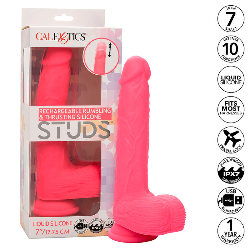 CALEXOTICS - STUDS VIBRATORE RICARICABILE E ROTANTE 10 VIBRAZIONI ROSA